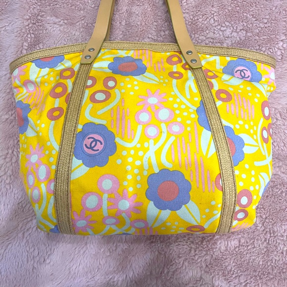 Chanel Floral Pattern Canvas Tote - Picture 1 of 15